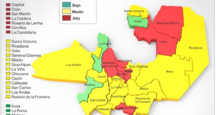 La Provincia tiene siete departamentos en alto riesgo 