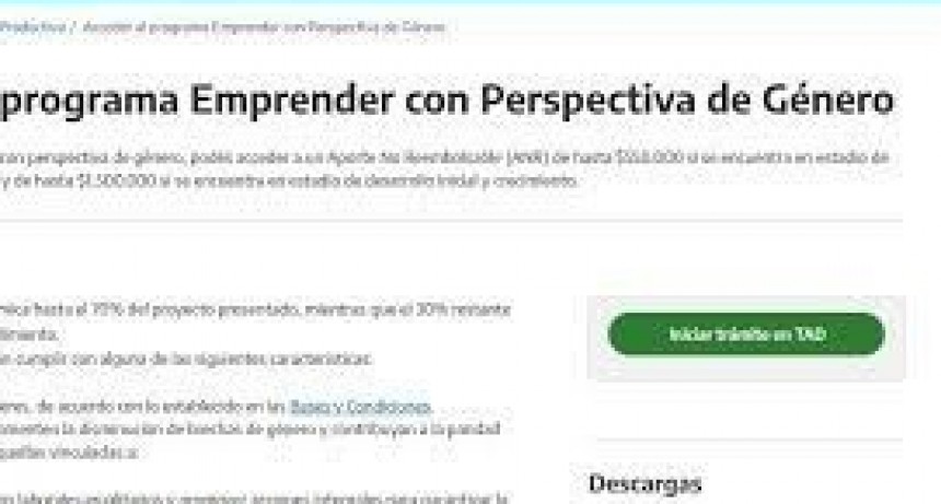 Programa Emprender:  otorga hasta $1,5 millón