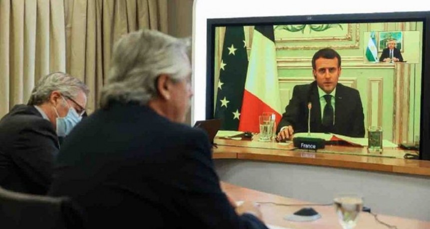 Alberto Fernández  le pidió a Macron su apoyo con el FMI