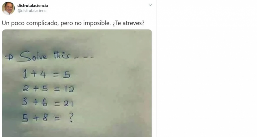Ejercicio matemático que enloqueció a usuarios de las redes