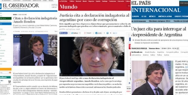 Tapas de diarios del mundo dieron la noticia de la citación a declararación indagatoria Amado Boudou 