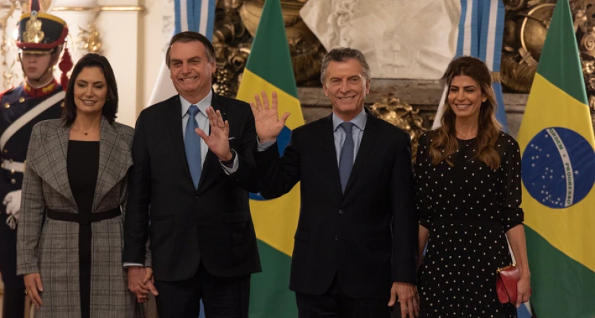 Jair Bolsonaro  es recibido por Mauricio Macri 
