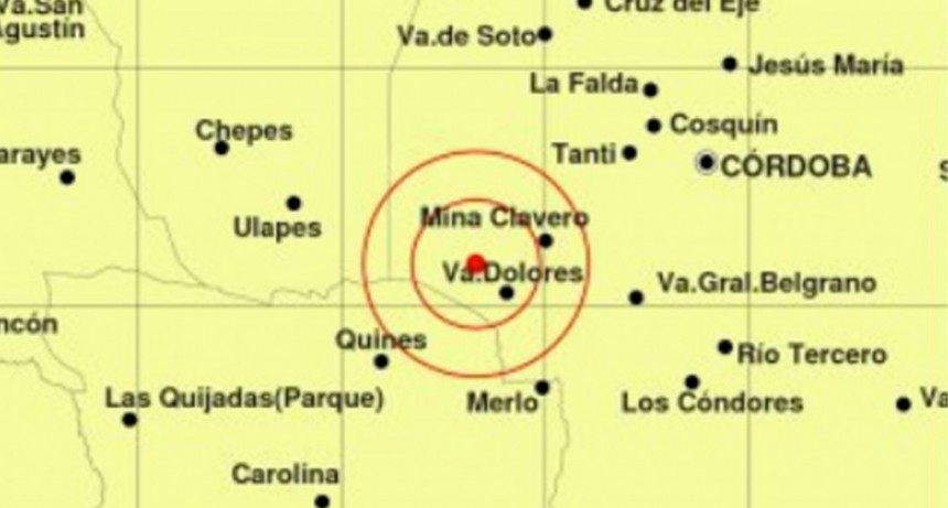 Sismo de magnitud 3,3 cerca de Villa Dolores