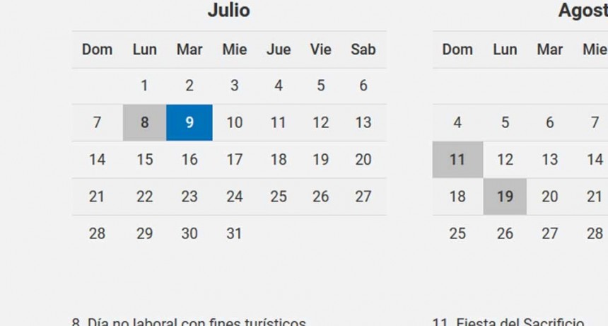 Es feriado el lunes 8 o se trabaja normalmente