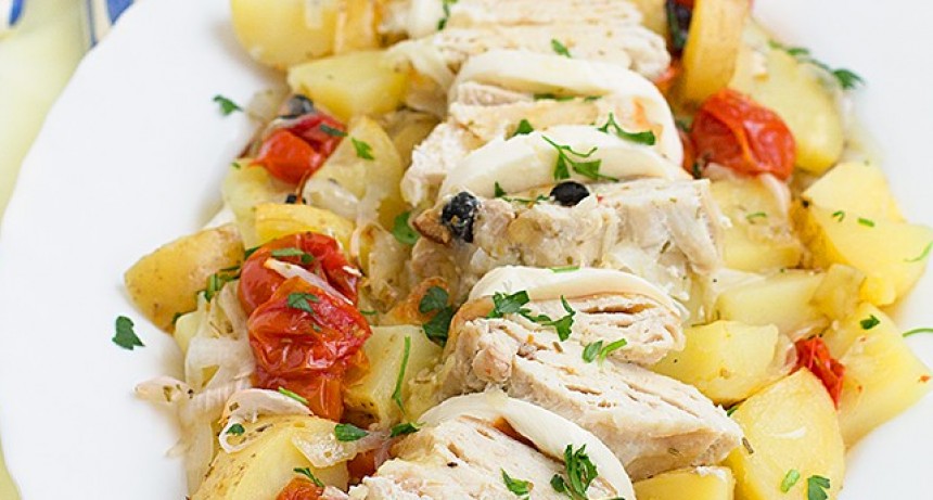 Pechugas de pollo con manzana y ciruela