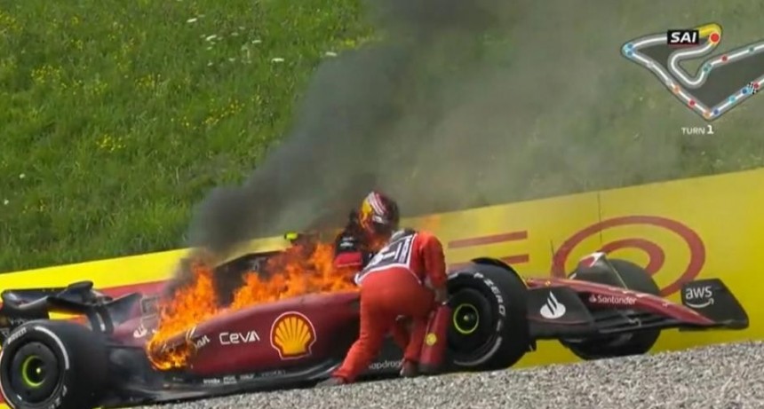Una Ferrari se prendió fuego en el GP de Austria de la Fórmula 1