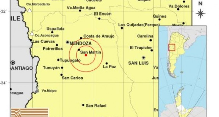 Sismo de 5,2 grados a 35 km de la capital de Mendoza